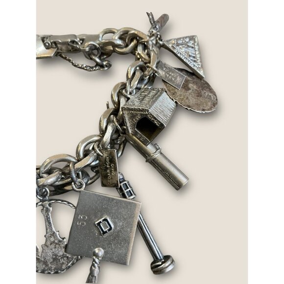 Estate Vintage Charm Bracelet Loaded With Sterling Charms Including Bell Trading - Picture 3 of 16